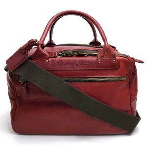 FELISI Hand Bag Crossbody 2WAYShoulder Bag Duffle Bag Red Leather